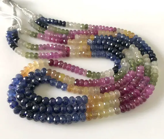 7mm Multi Sapphire Faceted Rondelle Beads Multi Sapphire Necklace Multi Sapphire Loose For Bracelet Earrings Sold As 18"/19"/20" Gds1687