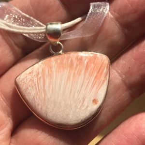Sale, Beautiful Orange Scolecite  Necklace, 925 Silver with Cord, Positive Energy | Natural genuine Scolecite necklaces. Buy crystal jewelry, handmade handcrafted artisan jewelry for women.  Unique handmade gift ideas. #jewelry #beadednecklaces #beadedjewelry #gift #shopping #handmadejewelry #fashion #style #product #necklaces #affiliate #ad