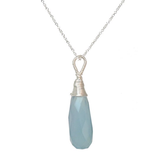 Sea Blue Chalcedony Necklace 122
