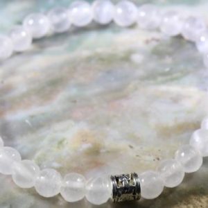 Shop Selenite Bracelets! Selenite Moon Goddess Bracelet or Anklet 6mm with Positive Healing Energy! | Natural genuine Selenite bracelets. Buy crystal jewelry, handmade handcrafted artisan jewelry for women.  Unique handmade gift ideas. #jewelry #beadedbracelets #beadedjewelry #gift #shopping #handmadejewelry #fashion #style #product #bracelets #affiliate #ad