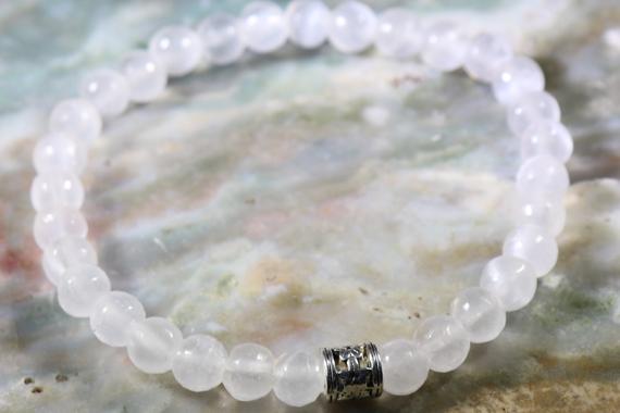 Selenite Moon Goddess Bracelet Or Anklet 6mm With Positive Healing Energy!