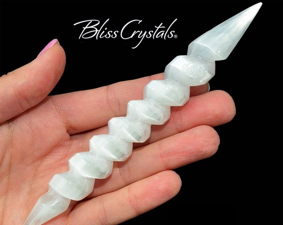 1 Selenite Wand Spiral Double Terminated Design Crystal Carved Polished Stone Healing Crystals And Stones #sw02