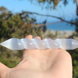 Selenite massage wand – crown chakra – polished selenite wand – crystal healing | Natural genuine stones & crystals in various shapes & sizes. Buy raw cut, tumbled, or polished gemstones for making jewelry or crystal healing energy vibration raising reiki stones. #crystals #gemstones #crystalhealing #crystalsandgemstones #energyhealing #affiliate #ad
