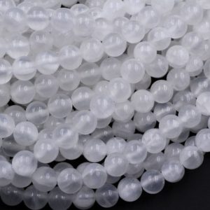 Shop Selenite Beads! Natural Selenite 4mm 6mm 8mm 10mm 12mm Round Beads From Madagascar 15.5" Strand | Natural genuine round Selenite beads for beading and jewelry making.  #jewelry #beads #beadedjewelry #diyjewelry #jewelrymaking #beadstore #beading #affiliate #ad