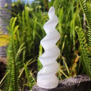 Shop Selenite Points & Wands! Selenite Spiral Unicorn Tower | Natural genuine stones & crystals in various shapes & sizes. Buy raw cut, tumbled, or polished gemstones for making jewelry or crystal healing energy vibration raising reiki stones. #crystals #gemstones #crystalhealing #crystalsandgemstones #energyhealing #affiliate #ad