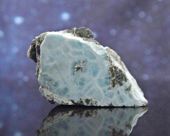 Semi Polished Raw Larimar From Dominican Republic | Caribbean Blue Pectolite | Atlantis Stone | Rare | 2.92" | 148.4 Grams