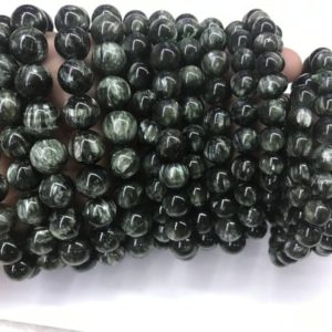 Shop Seraphinite Jewelry! Genuine Seraphinite 7mm – 10mm Round Natural Green Gemstone Beads Grade AA Finished Jewerly Bracelet Supply – 1piece | Natural genuine Seraphinite jewelry. Buy crystal jewelry, handmade handcrafted artisan jewelry for women.  Unique handmade gift ideas. #jewelry #beadedjewelry #beadedjewelry #gift #shopping #handmadejewelry #fashion #style #product #jewelry #affiliate #ad