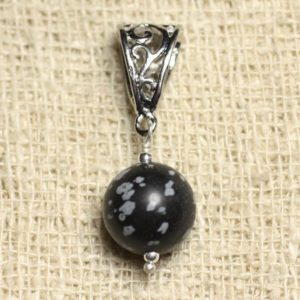Shop Snowflake Obsidian Pendants! Pendentif Pierre semi précieuse – Obsidienne Flocon 12mm | Natural genuine Snowflake Obsidian pendants. Buy crystal jewelry, handmade handcrafted artisan jewelry for women.  Unique handmade gift ideas. #jewelry #beadedpendants #beadedjewelry #gift #shopping #handmadejewelry #fashion #style #product #pendants #affiliate #ad