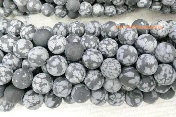 15.5“ 6mm/8mm/10mm/12mm Matte Snowflake Obsidian Round Beads,black White Semi-precious Stone, Frosted Snowflake Obsidian, Jewelry Supply