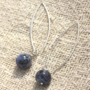 Shop Sodalite Earrings! Boucles oreilles Argent 925 40mm – Sodalite 10mm | Natural genuine Sodalite earrings. Buy crystal jewelry, handmade handcrafted artisan jewelry for women.  Unique handmade gift ideas. #jewelry #beadedearrings #beadedjewelry #gift #shopping #handmadejewelry #fashion #style #product #earrings #affiliate #ad