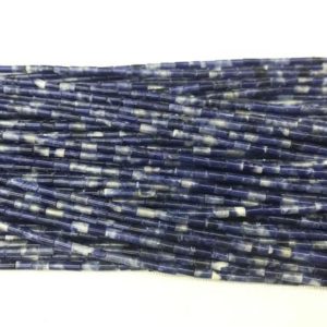 Shop Sodalite Bead Shapes! Natural Sodalite 2x4mm Column Genuine Blue Gemstone Loose Tube Beads 15 inch Jewelry Supply Bracelet Necklace Material Support Wholesale | Natural genuine other-shape Sodalite beads for beading and jewelry making.  #jewelry #beads #beadedjewelry #diyjewelry #jewelrymaking #beadstore #beading #affiliate #ad