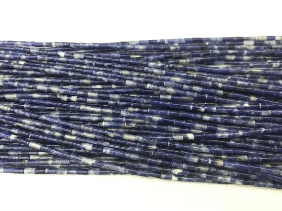Natural Sodalite 2x4mm Column Genuine Blue Gemstone Loose Tube Beads 15 Inch Jewelry Supply Bracelet Necklace Material Support Wholesale