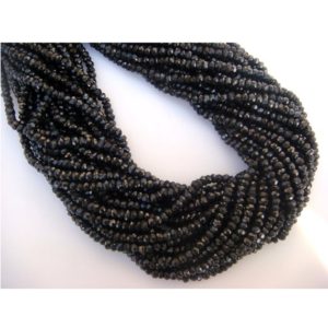 Shop Spinel Faceted Beads! 4mm Black Spinel Micro Faceted Rondelles, Black Spinel Faceted Beads, Black Spinel Faceted Rondelles For Jewelry (1ST To 10ST Options) | Natural genuine faceted Spinel beads for beading and jewelry making.  #jewelry #beads #beadedjewelry #diyjewelry #jewelrymaking #beadstore #beading #affiliate #ad