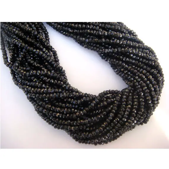 4mm Black Spinel Micro Faceted Rondelles, Black Spinel Faceted Beads, Black Spinel Faceted Rondelles For Jewelry (1st To 10st Options)
