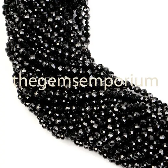 Black Spinel Faceted Rondelle Beads, Black Spinel Faceted Beads, Black Spinel Rondelle Beads, Black Spinel Beads, Black Spinel 3-3.25mm
