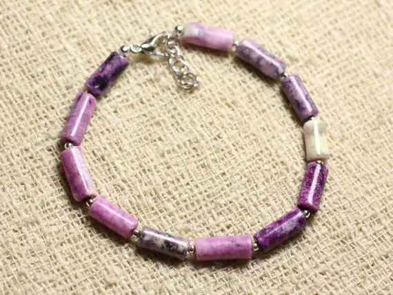 Bracelet Argent 925 Et Pierre - Sugilite Tubes 10x5mm