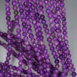 Shop Sugilite Beads! 4mm Sugilite Gemstone Purple Violet Round Loose Beads 15.5 inch Full Strand (90182787-778) | Natural genuine round Sugilite beads for beading and jewelry making.  #jewelry #beads #beadedjewelry #diyjewelry #jewelrymaking #beadstore #beading #affiliate #ad