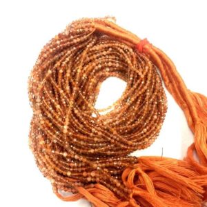 Shop Sunstone Faceted Beads! Natural Stone Sunstone Faceted Rondelle Beads 2mm Sunstone Gemstone Beads 13" Strand | Natural genuine faceted Sunstone beads for beading and jewelry making.  #jewelry #beads #beadedjewelry #diyjewelry #jewelrymaking #beadstore #beading #affiliate #ad