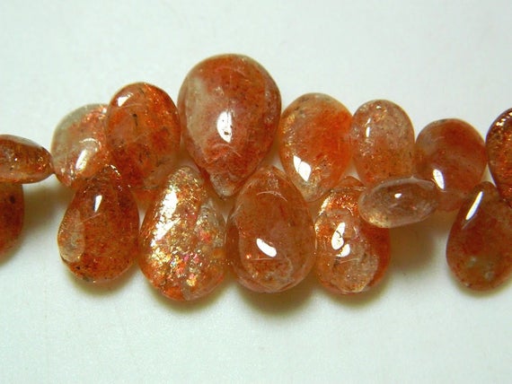 15x10mm To 18x11mm Each Each Sunstone Plain Pear Briolettes, Sunstone Pear Beads, 15 Pcs Sunstone Plain Briolettes For Jewelry