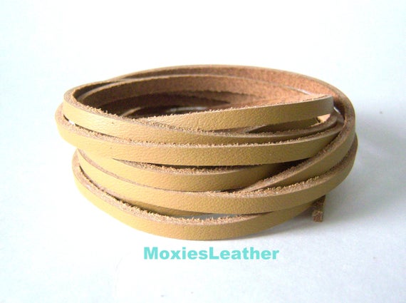Tan Leather Cord - Flat Leather Cord - Beige Leather Cord -scraps Five Feet Of Leather Cord