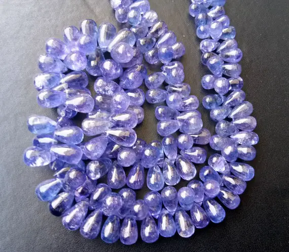 4x6mm - 6x12mm Tanzanite Plain Drops, Natural Tanzanite Plain Teardrop Beads, Tanzanite Necklace, Tanzanite Jewelry (7.5in To 15in Options)