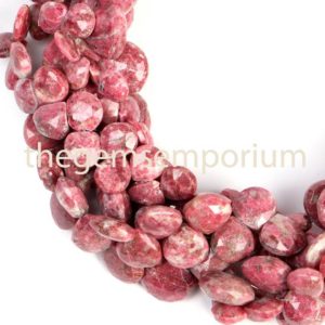 AAA Thulite Heart Beads, Faceted Briolette, Norway Gemstone AAA Thulite Heart Beads, Faceted Briolette, Norway Gemstone