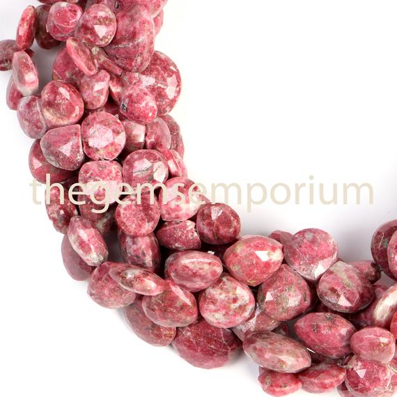 Aaa Thulite Heart Beads, Faceted Briolette, Norway Gemstone