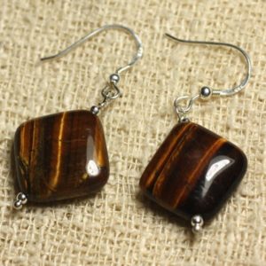 Shop Tiger Eye Earrings! 925 Silver – Rhombus 19mm Tiger eye earrings | Natural genuine Tiger Eye earrings. Buy crystal jewelry, handmade handcrafted artisan jewelry for women.  Unique handmade gift ideas. #jewelry #beadedearrings #beadedjewelry #gift #shopping #handmadejewelry #fashion #style #product #earrings #affiliate #ad