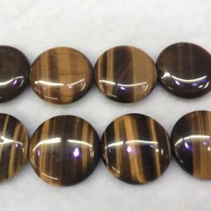 Shop Tiger Eye Bead Shapes! Genuine Yellow Tiger Eyes 8mm- 25mm Flat Round Natural Coin Beads 15 inch Jewelry Supply Bracelet Necklace Material Support | Natural genuine other-shape Tiger Eye beads for beading and jewelry making.  #jewelry #beads #beadedjewelry #diyjewelry #jewelrymaking #beadstore #beading #affiliate #ad