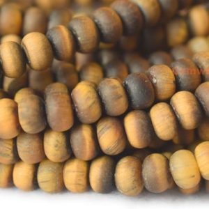 Shop Tiger Eye Rondelle Beads! 15.5" 4x6mm Matte yellow tiger eye roundel beads, frosted yellow color semi-precious stone rondelle | Natural genuine rondelle Tiger Eye beads for beading and jewelry making.  #jewelry #beads #beadedjewelry #diyjewelry #jewelrymaking #beadstore #beading #affiliate #ad
