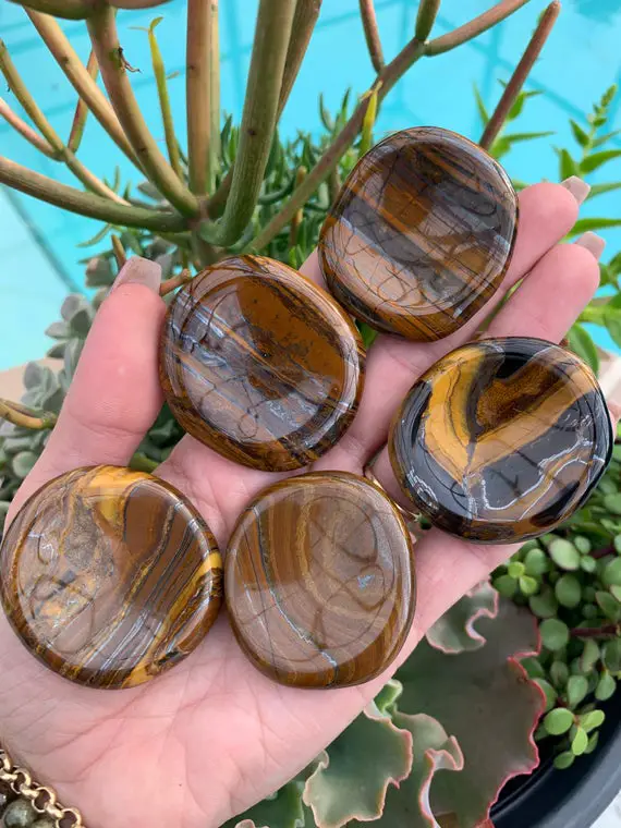 Tiger Eye Worry Stone, Courage, Strength, Luck