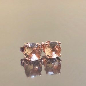 Shop Morganite Earrings! Timeless Handmade 14K Rose Gold 6 MM Round Morganite Stud Earrings – Entirely Hand Fabricated Prong Set Rose Gold Morganite Earrings | Natural genuine Morganite earrings. Buy crystal jewelry, handmade handcrafted artisan jewelry for women.  Unique handmade gift ideas. #jewelry #beadedearrings #beadedjewelry #gift #shopping #handmadejewelry #fashion #style #product #earrings #affiliate #ad