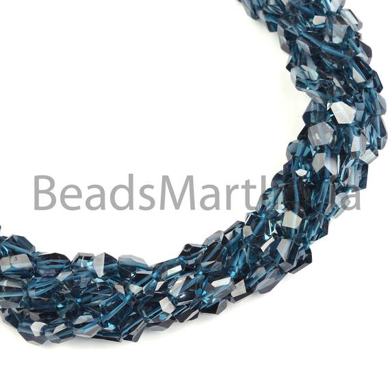 London Blue Topaz Faceted Nugget Shape Beads, 3x5-6x8 Mm Topaz Nugget Shape Beads, London Blue Topaz Faceted Beads, London Blue Topaz