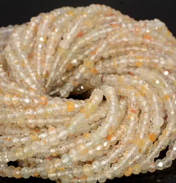 3x2mm Yellow White Topaz Gemstone Grade Aaa Micro Faceted Rondelle Beads 16 Inch Full Strand Bulk Lot 1,2,6,12 And 50(80010002-a201)
