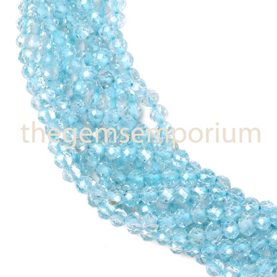 Sky Blue Topaz Faceted Round Shape Beads, Topaz Faceted Beads, Blue Topaz Round Beads, Topaz Beads, Blue Topaz Beads