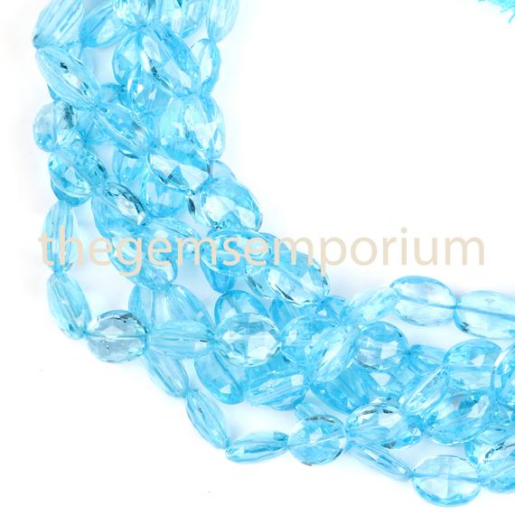 Swiss Blue Topaz Faceted Oval Shape Beads, Topaz Faceted Oval Shape Beads, Topaz Beads, Swiss Blue Topaz Beads, Topaz Beads, Topaz Beads