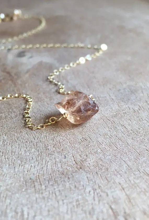 Raw Imperial Topaz Necklace, November Birthstone Necklace, Topaz Jewelry, Necklaces For Women, Gift For Women