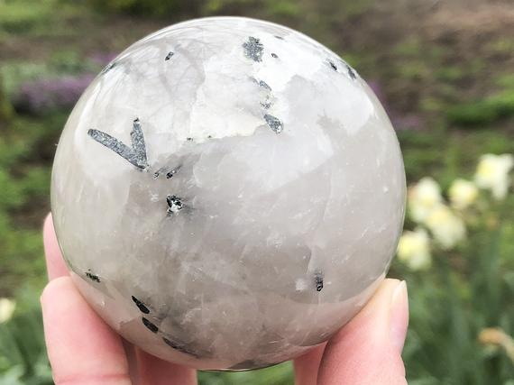 Tourmalinated Quartz Sphere 65mm Adr - Tormalinated Quartz Ball - Quartz Point - Crystal Grid - Protection Stone - Massage Stone - Reiki