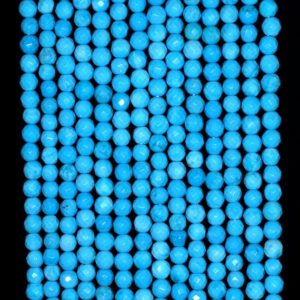 Shop Turquoise Beads! 3mm Queen Turquoise Gemstone Blue Faceted  Round 3mm Loose Beads 16 inch Full Strand (90148186-170-E) | Natural genuine beads Turquoise beads for beading and jewelry making.  #jewelry #beads #beadedjewelry #diyjewelry #jewelrymaking #beadstore #beading #affiliate #ad