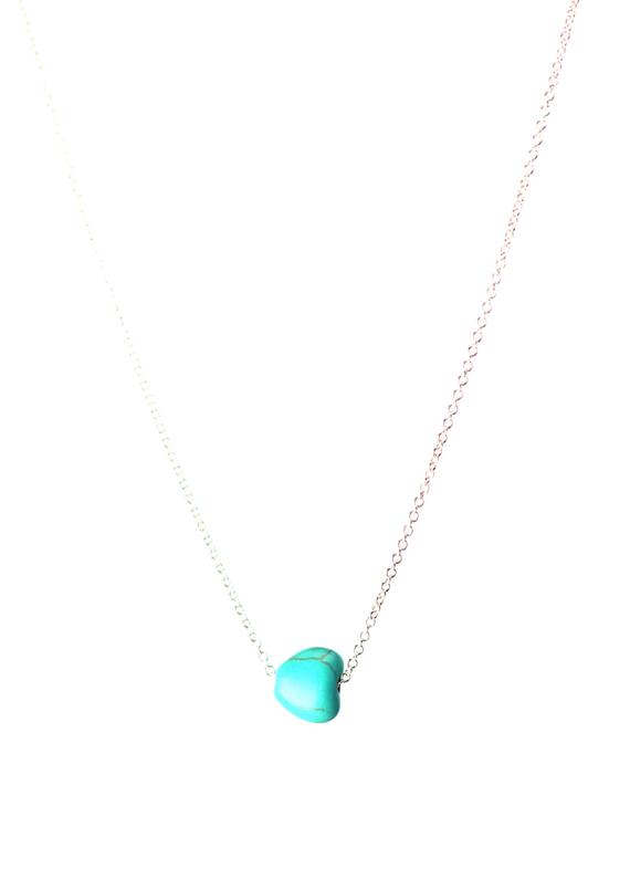 Tiny Necklace - Tiny Turquoise Necklace - Little Heart - Delicate And Dainty - A Little Turquoise Heart On A Sterling Silver Or Gold Chain