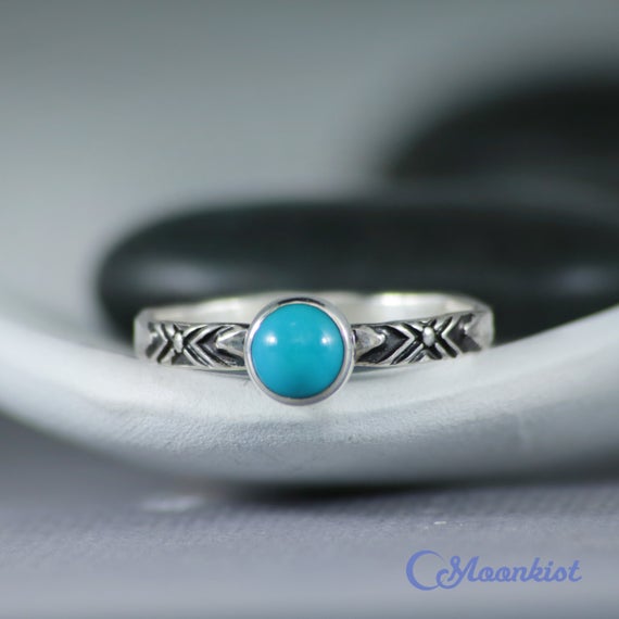 Natural Turquoise Promise Ring For Women, Southwestern Style Sterling Silver Turquoise Ring  | Moonkist Designs
