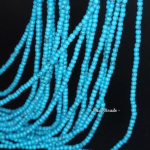 Shop Turquoise Round Beads! 2mm Queen Blue Turquoise Gemstone Blue Round 2mm Loose Beads 16 inch Full Strand (90113618-107-T1) | Natural genuine round Turquoise beads for beading and jewelry making.  #jewelry #beads #beadedjewelry #diyjewelry #jewelrymaking #beadstore #beading #affiliate #ad