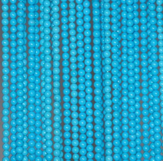 2mm Queen Turquoise Gemstone Round 2mm Loose Beads 16 Inch Full Strand (90113976-107-t1)