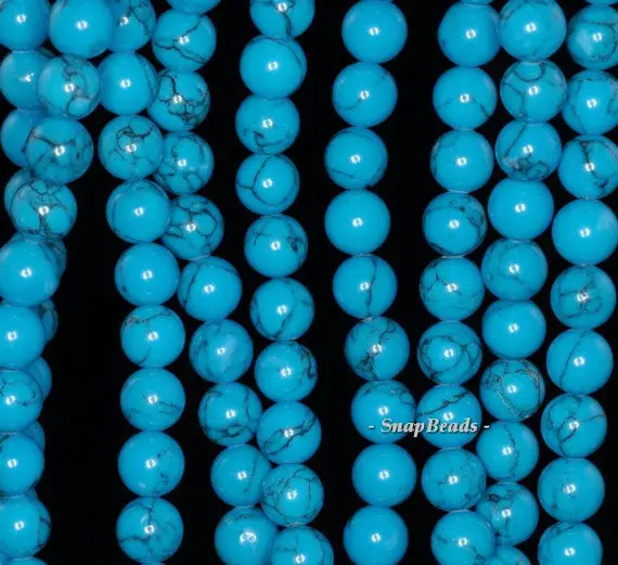 8mm Queen Turquoise Gemstone Blue Round 8mm Loose Beads 15.5 Inch Full Strand (90148678-239)