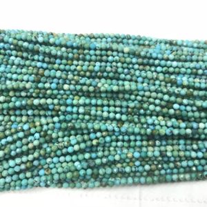 Shop Turquoise Round Beads! Natural Faceted Turquoise 2mm / 3mm Round Cut Blue Genuine Loose Grade A Beads 15 inch Jewelry Supply Bracelet Necklace Material Wholesale | Natural genuine round Turquoise beads for beading and jewelry making.  #jewelry #beads #beadedjewelry #diyjewelry #jewelrymaking #beadstore #beading #affiliate #ad