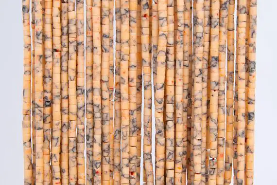 Light Orange Howlite Loose Beads Round Tube Shape 2x2mm