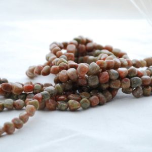 Shop Unakite Chip & Nugget Beads! High Quality Grade A Natural Chinese Unakite Semi-precious Gemstone Pebble Tumbled stone Nugget Beads – 5mm – 8mm – 15" strand | Natural genuine chip Unakite beads for beading and jewelry making.  #jewelry #beads #beadedjewelry #diyjewelry #jewelrymaking #beadstore #beading #affiliate #ad