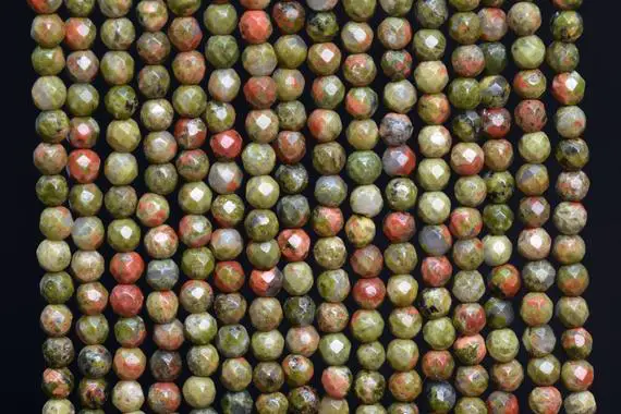 Genuine Natural Lotus Pond Unakite Loose Beads Faceted Round Shape 4mm
