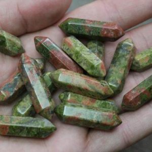 Shop Unakite Points & Wands! Unakite Double Terminated Carved Point J79 | Natural genuine stones & crystals in various shapes & sizes. Buy raw cut, tumbled, or polished gemstones for making jewelry or crystal healing energy vibration raising reiki stones. #crystals #gemstones #crystalhealing #crystalsandgemstones #energyhealing #affiliate #ad