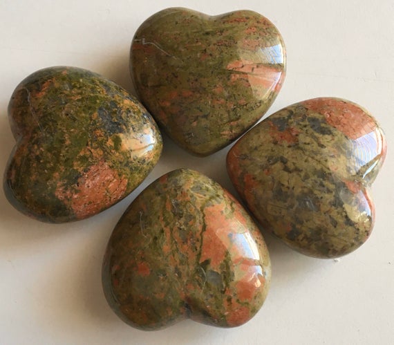 Unakite Gemstone Puffy Heart, 45mm, Spiritual Healing Stone, Healing Stone, Healing Crystal, Chakra